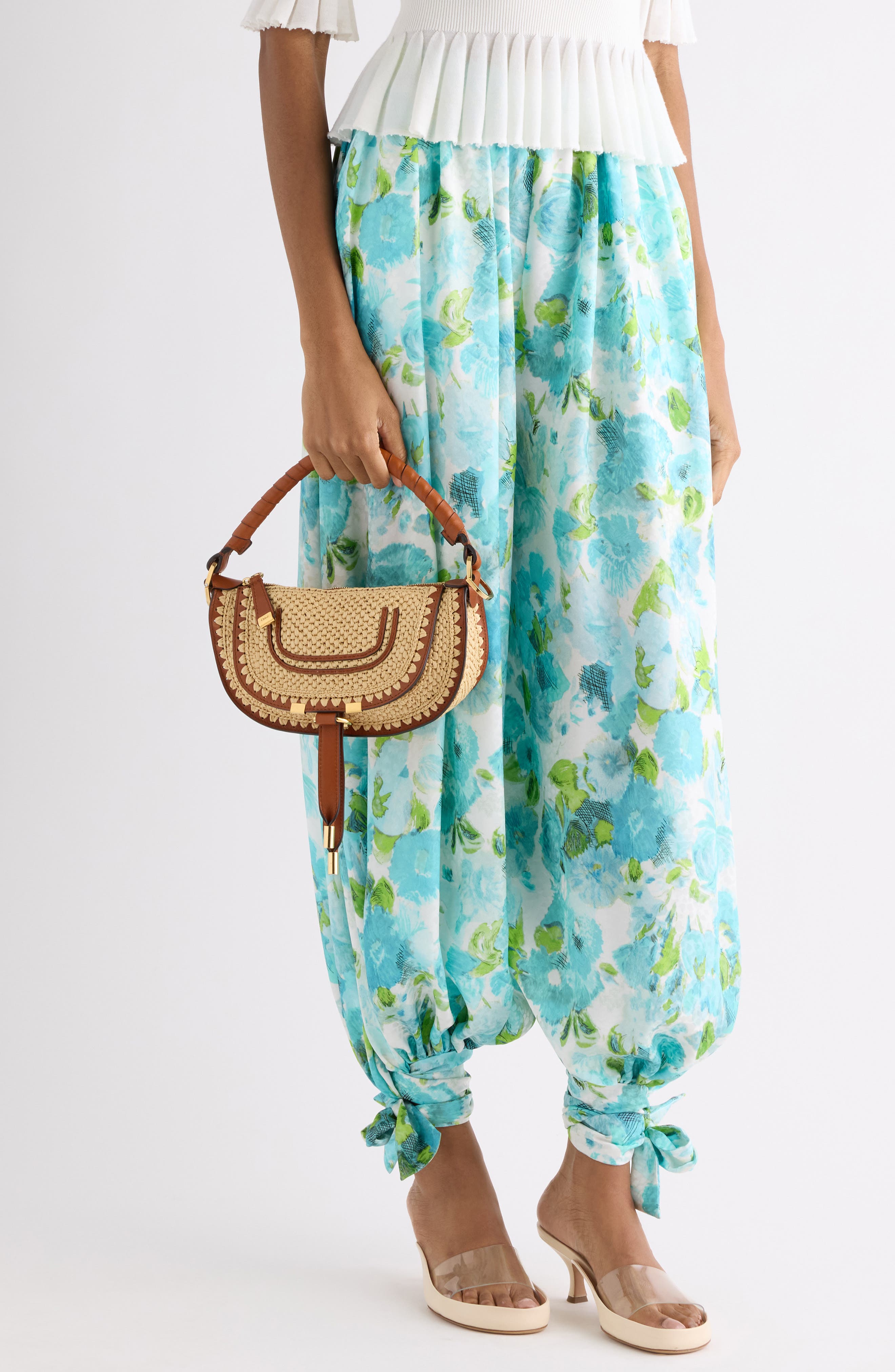 Chloé Mini Marcie Raffia Effect Shoulder Bag, Alternate, color, Clay Brown