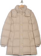 Donna Karan New York Hooded Ribbed Trim Puffer Jacket