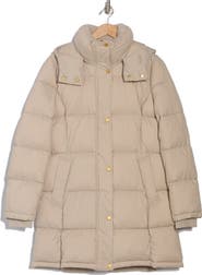 Donna Karan New York Hooded Ribbed Trim Puffer Jacket