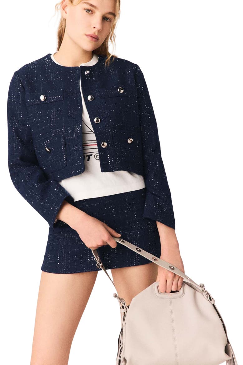 Short jacket with patch pockets, Alternate, color, Navy