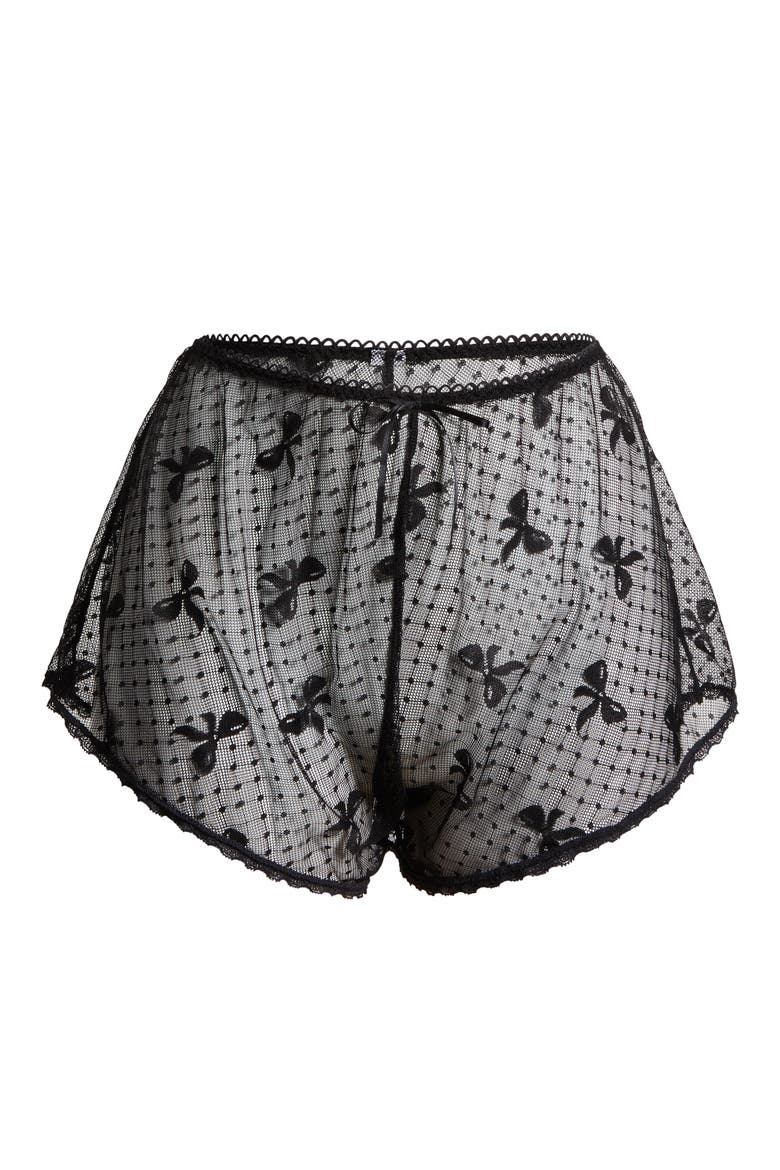 Bow Dotted Mesh Shorts, Alternate, color, BLACK