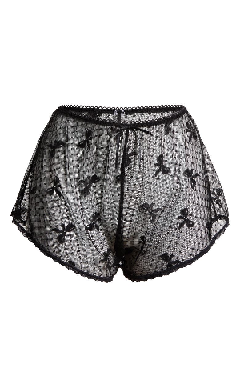 KILO BRAVA Bow Dotted Mesh Shorts, Alternate, color, Black
