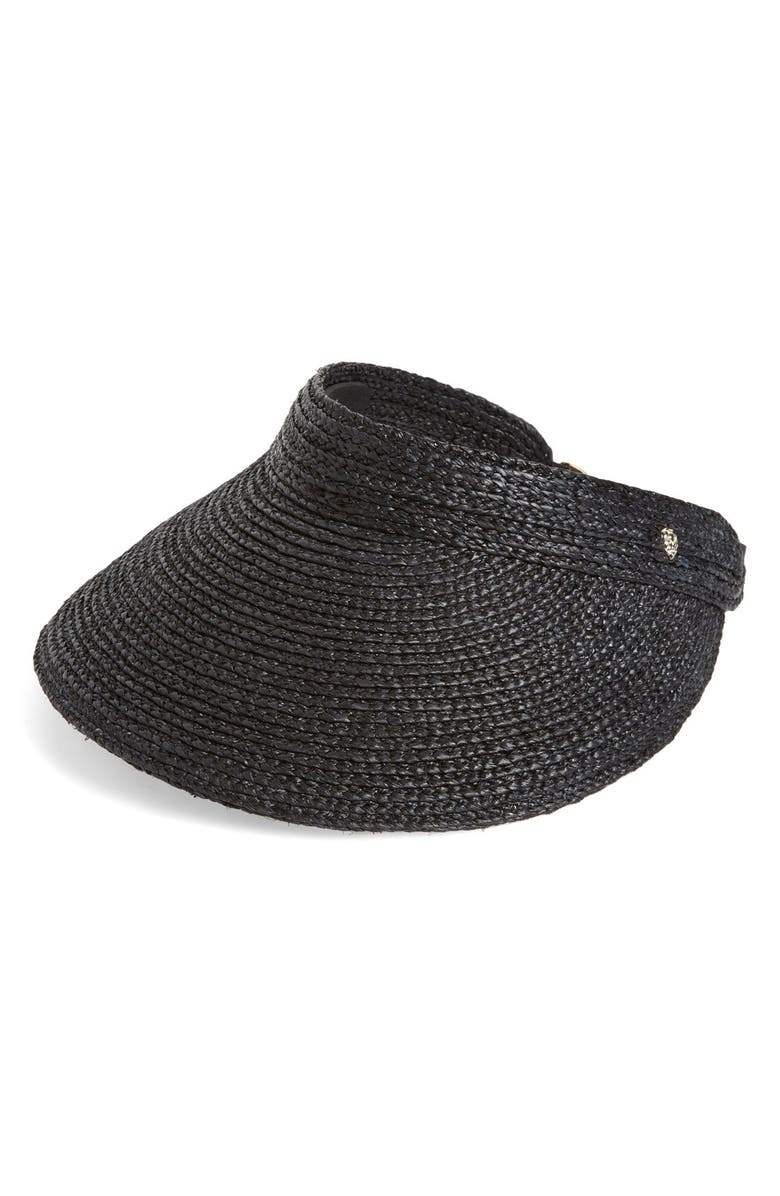 Helen Kaminski 'Kirsten' Packable Raffia Visor, Main, color, Charcoal
