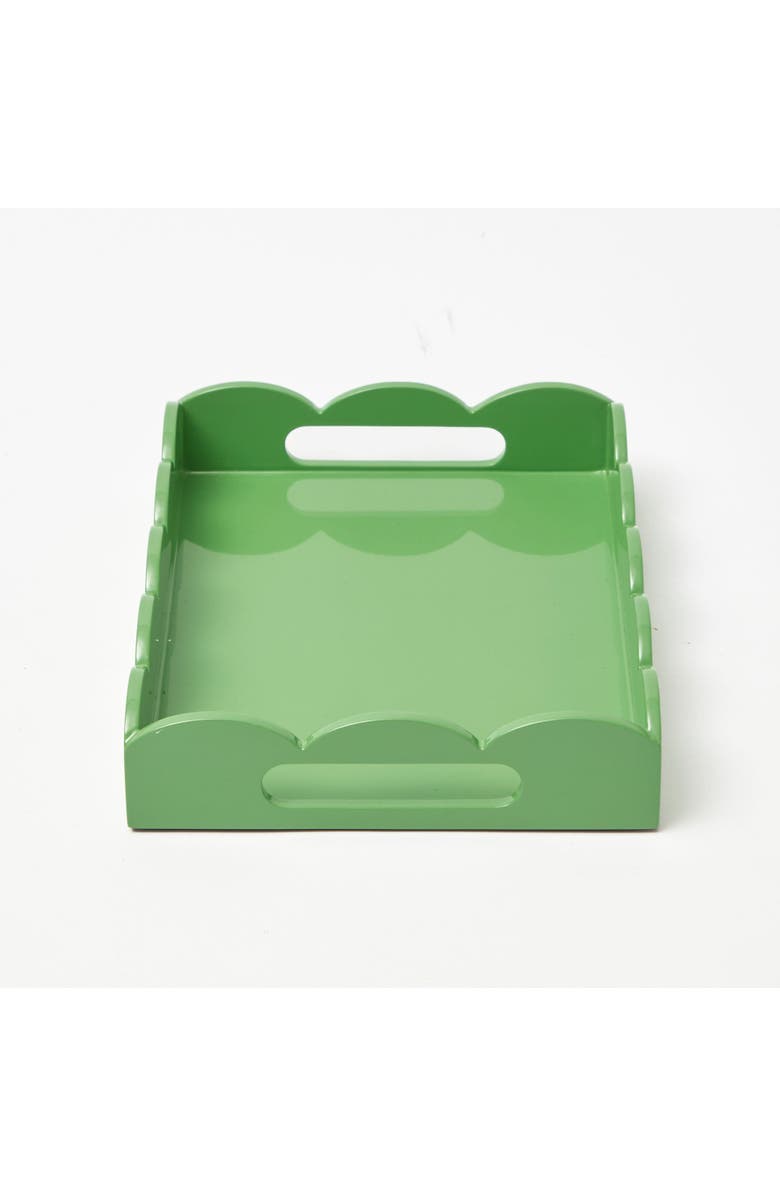 Mrs. Alice Small Lacquer Scalloped Tray, Alternate, color, Green