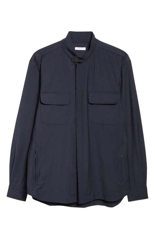 Boglioli Men's Overshirt With Band Collar In 780 Navy