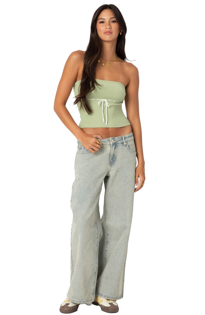 EDIKTED Magda Low Rise Wide Leg Jeans, Alternate, color, Blue