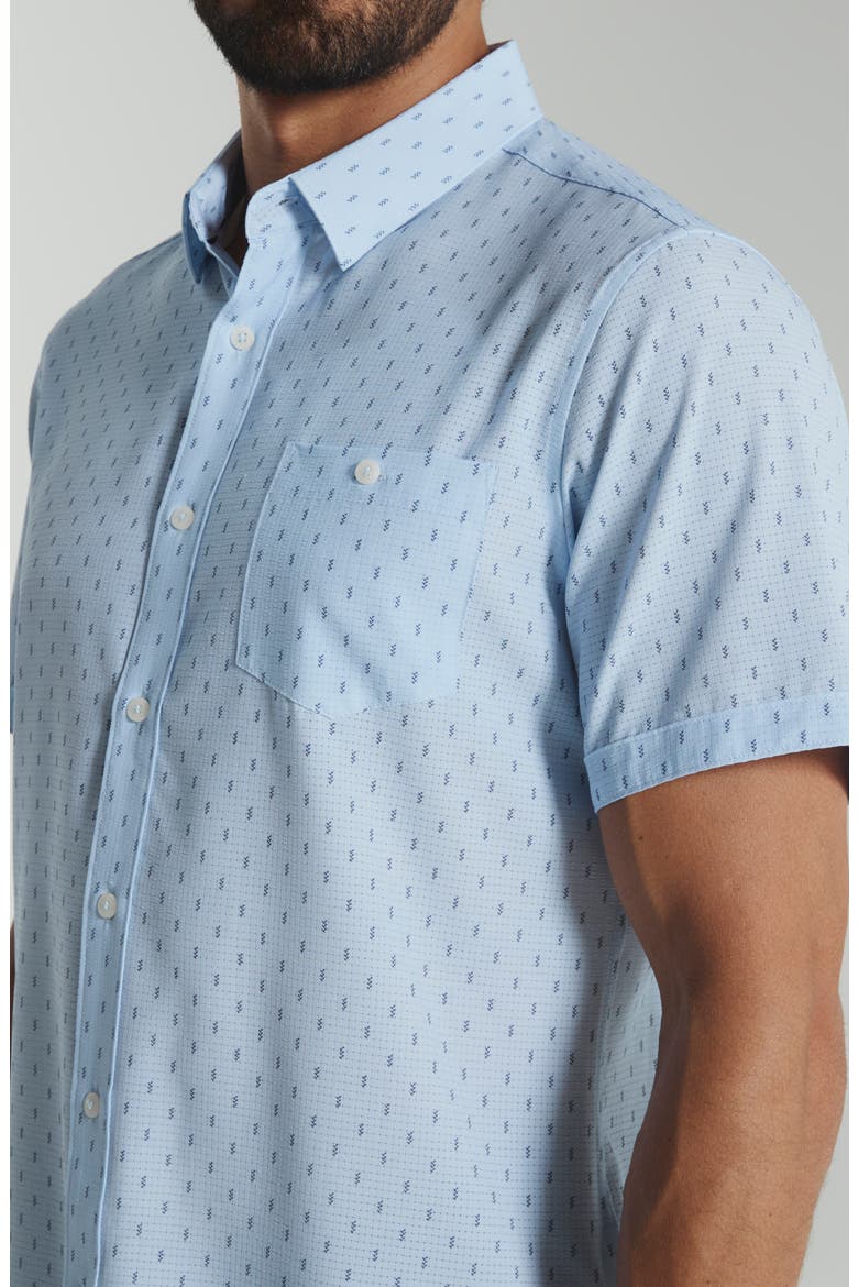 Renzo Textured Geo Pattern Short Sleeve Stretch Button-Up Shirt, Alternate, color, LIGHT BLUE