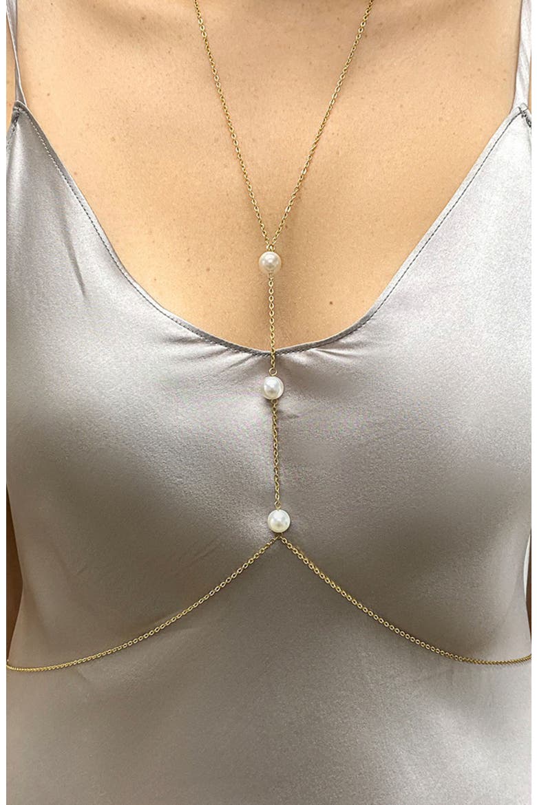 Imitation Pearl Body Chain, Main, color, YELLOW