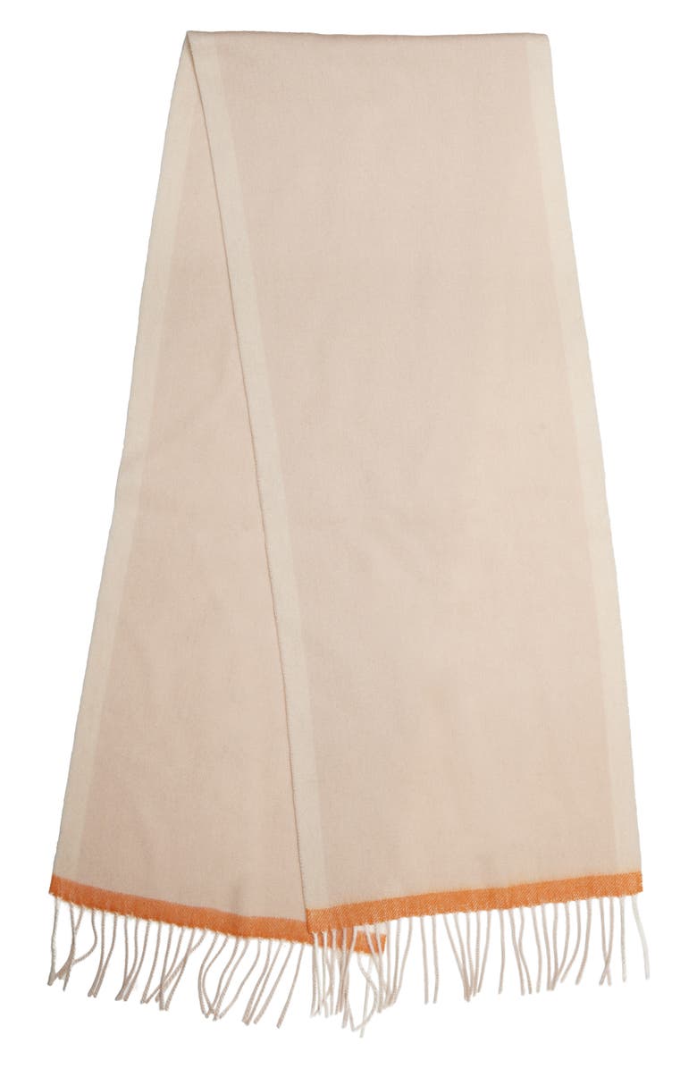 Wyeth Cashmere Fringe Trim Scarf, Alternate, color, Pink Orange