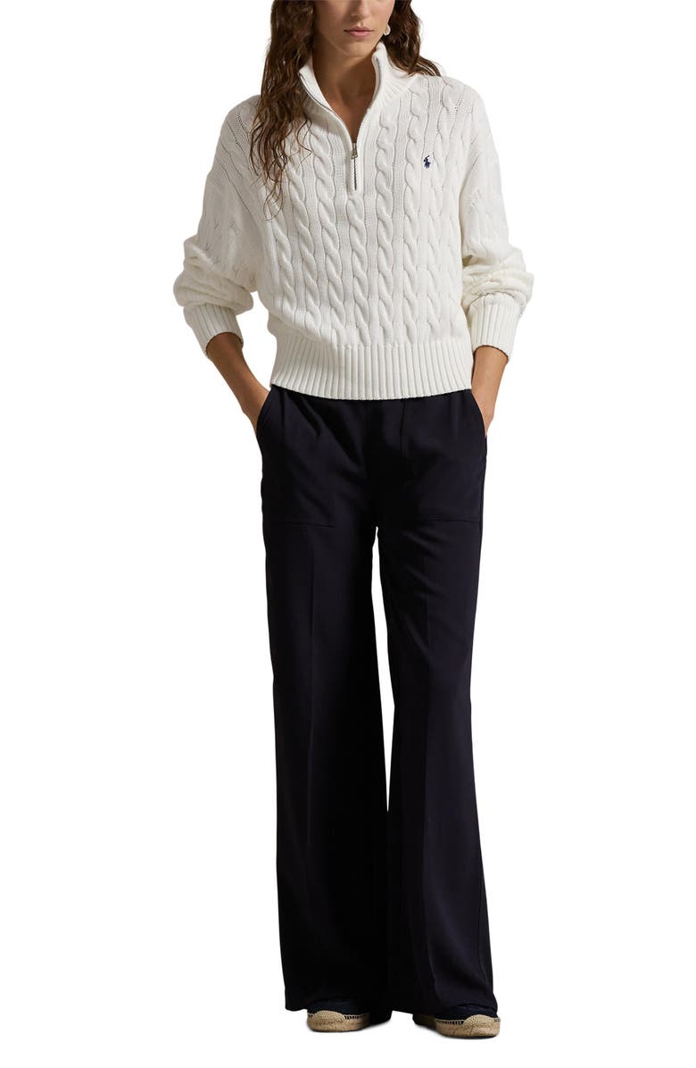 Polo Ralph Lauren Cable Knit Quarter Zip Cotton Sweater, Alternate, color,