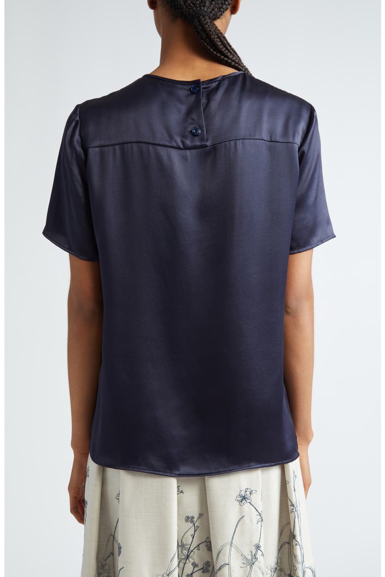 Short Sleeve Silk Top, Alternate, color, NAVY
