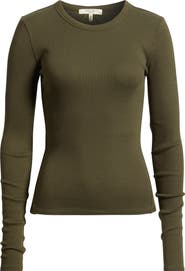 rag & bone The Essential Rib Long Sleeve Cotton T-Shirt