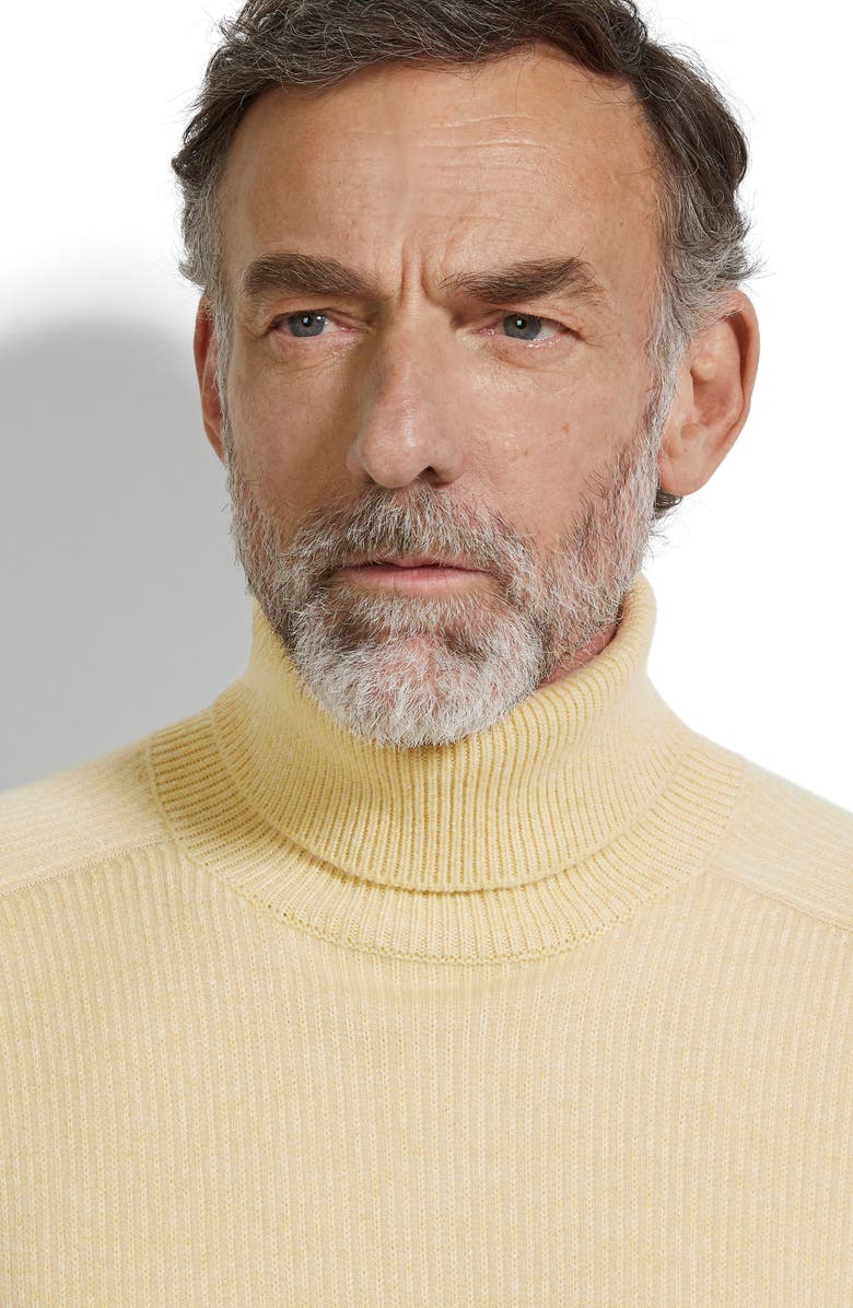 ZEGNA Cashmere Rib Turtleneck Sweater, Alternate, color, Pastel Yellow Multimelange