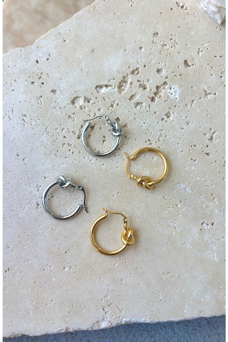Knotted Hoop Earrings, Alternate, color, SILVER