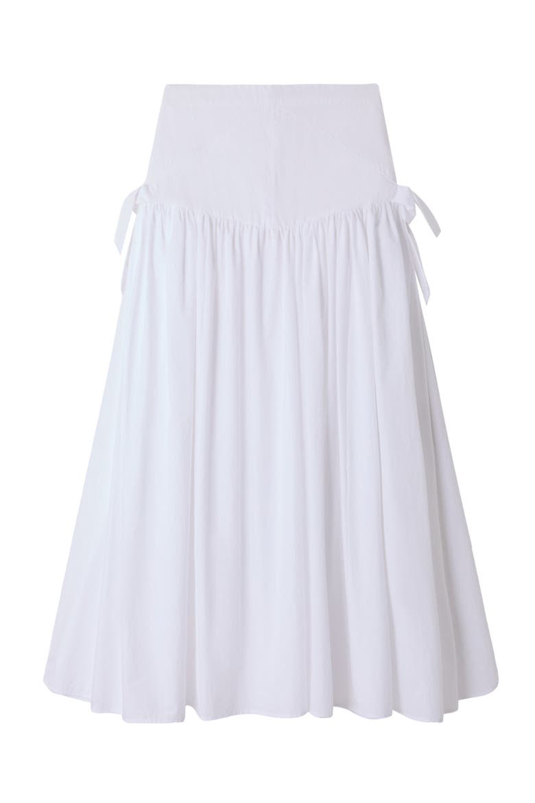 Long poplin skirt with ties, Alternate, color, White