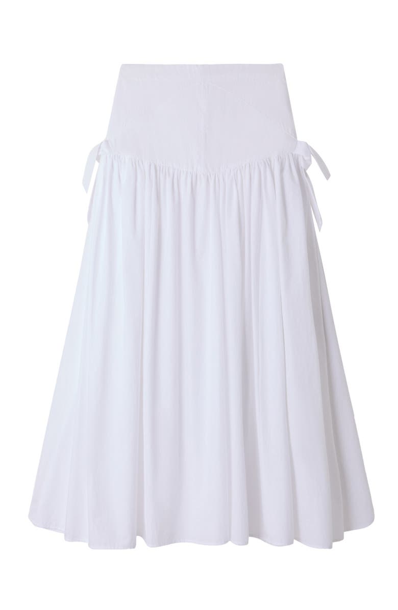 SANDRO Long poplin skirt with ties, Alternate, color, White