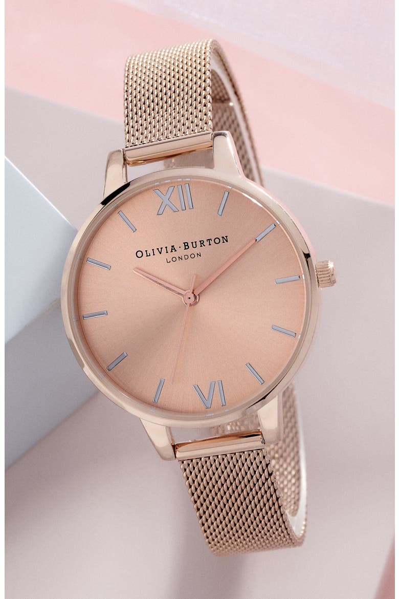The England Mesh Strap Watch, 34mm, Alternate, color, ROSE