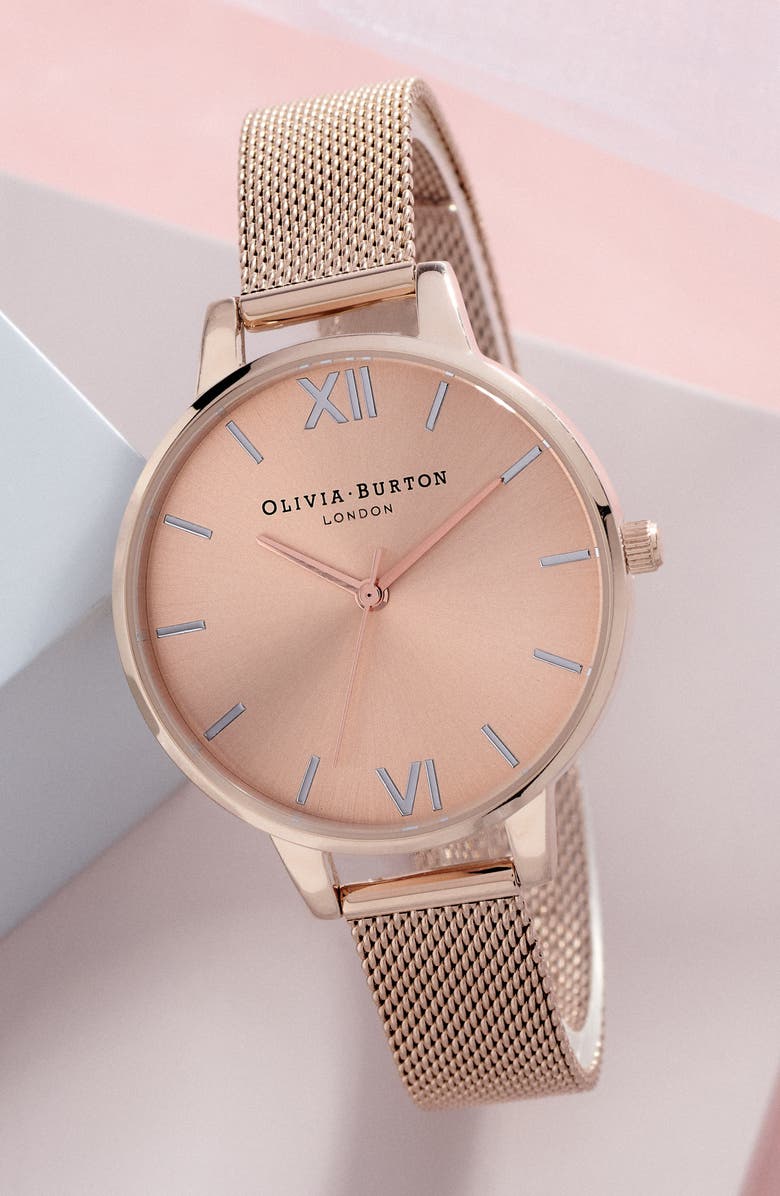 Olivia Burton The England Mesh Strap Watch, 34mm, Alternate, color, 