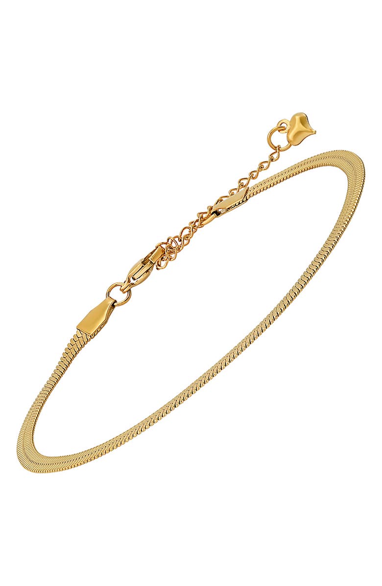 HMY JEWELRY 18K Gold Plated Stainless Steel Snake Chain Anklet, Alternate, color, Yellow