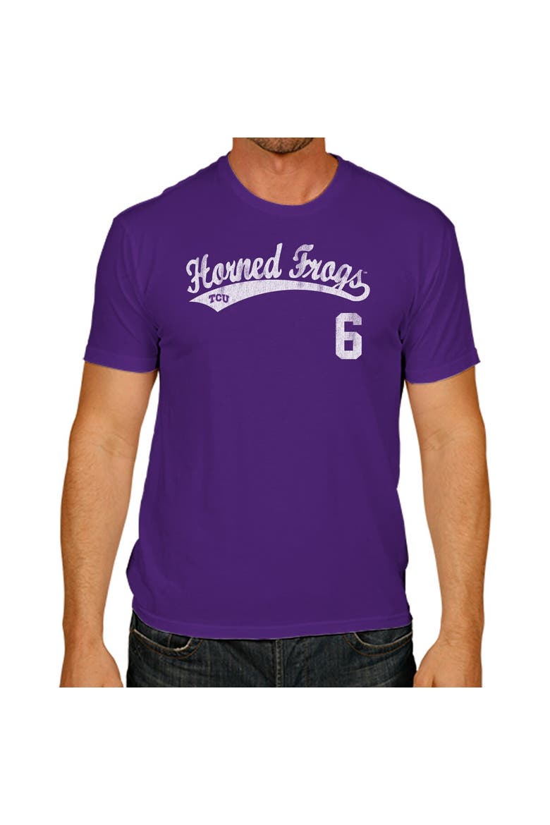 Men's Original Retro Brand Andrew Cashner Purple TCU Horned Frogs NCAA Baseball T-Shirt, Alternate, color, Purple