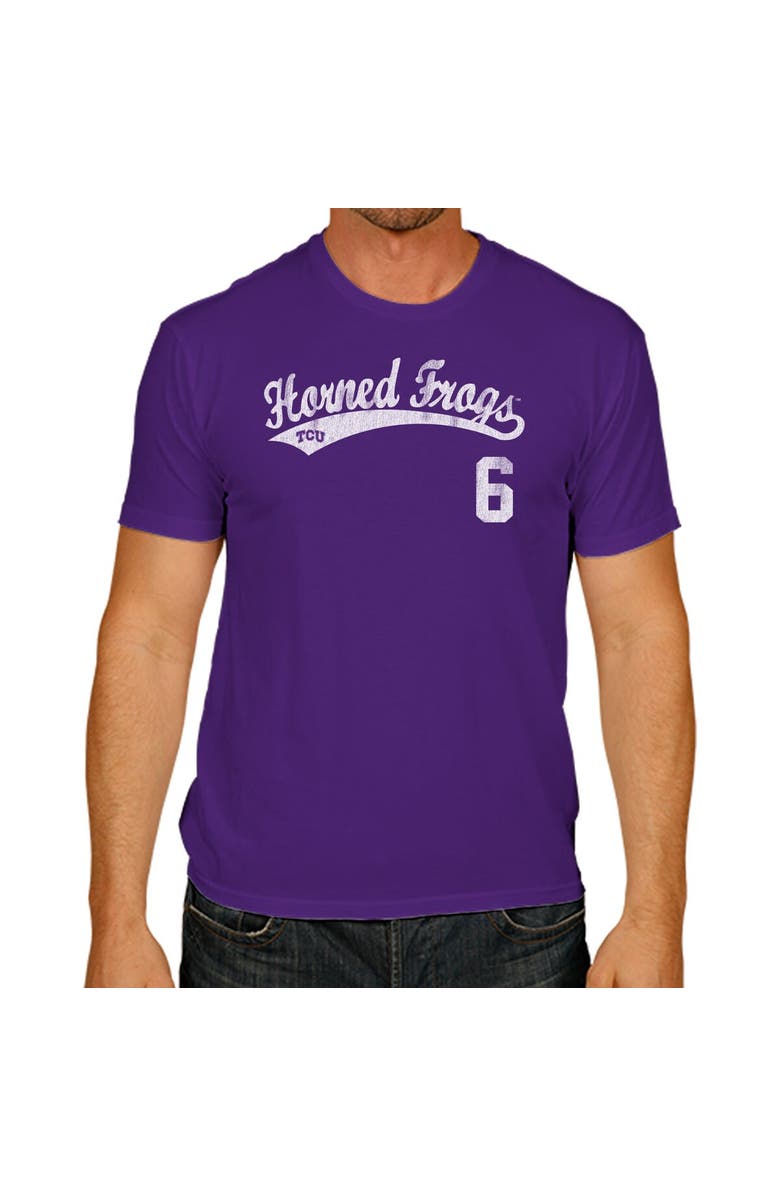 Retro Brand Men's Original Retro Brand Andrew Cashner Purple TCU Horned Frogs NCAA Baseball T-Shirt, Alternate, color, 