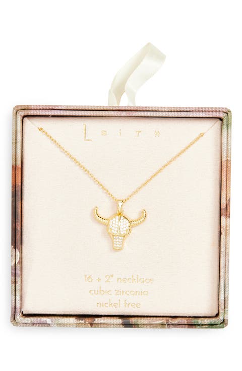 CZ Longhorn Pendant Necklace