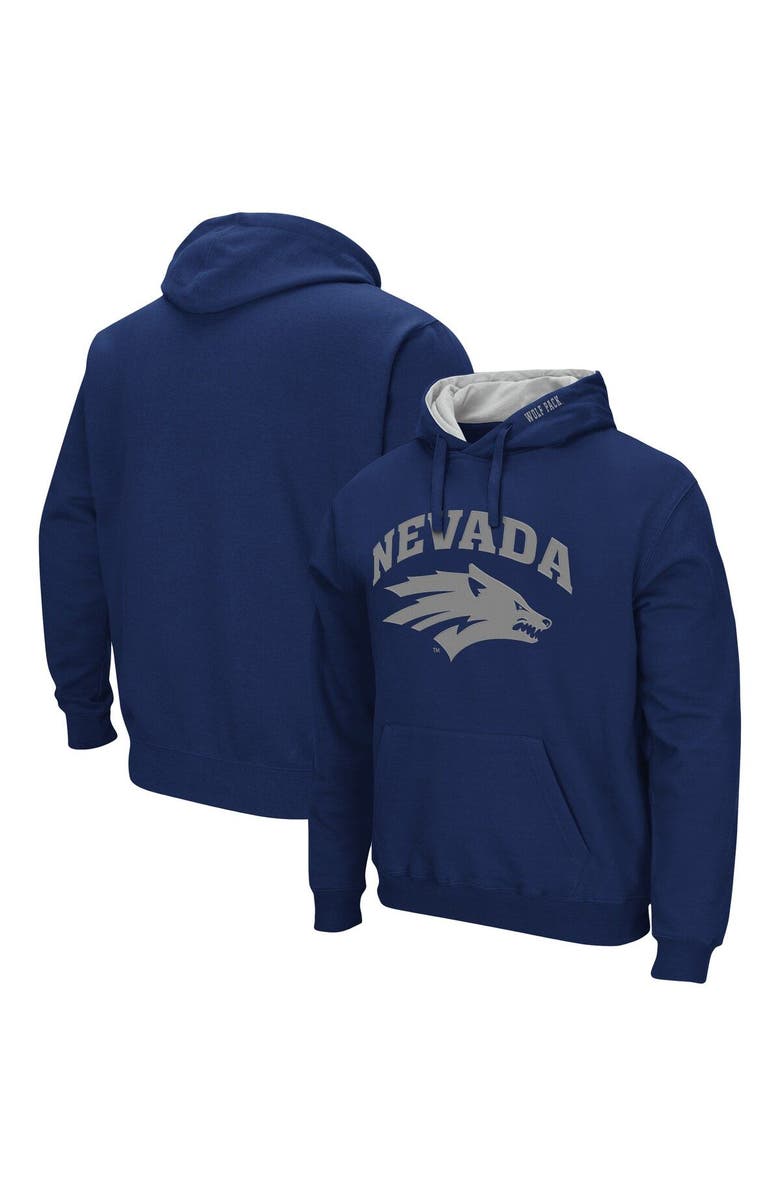 COLOSSEUM Men's Colosseum Navy Nevada Wolf Pack Arch and Logo Pullover Hoodie, Main, color, Navy
