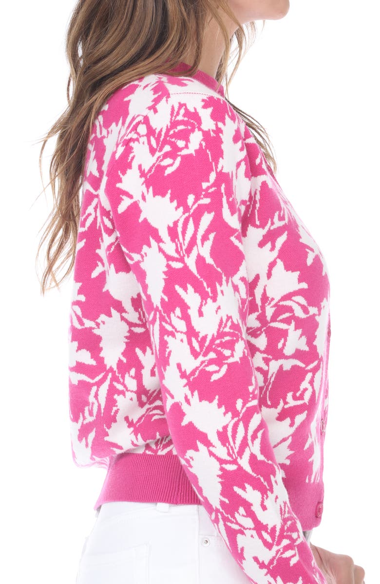 RAIN AND ROSE Floral Crop Cardigan, Alternate, color, Fuchsia