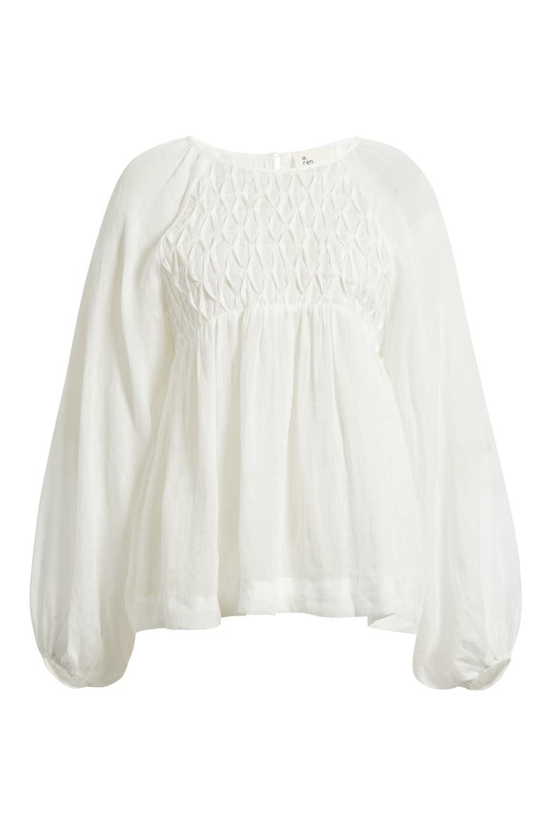 Sereia Pintuck Linen Top, Alternate, color, OFF WHITE