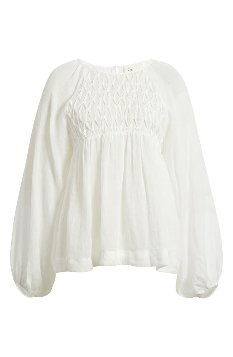 A.REN Sereia Pintuck Linen Top, Main, color, Off White