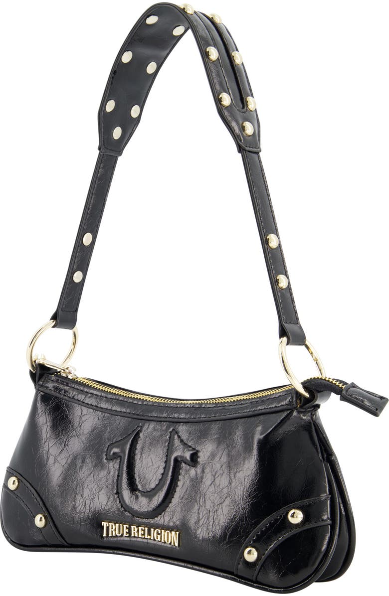 True Religion Studded Horseshoe Shoulder Bag, Alternate, color, Black