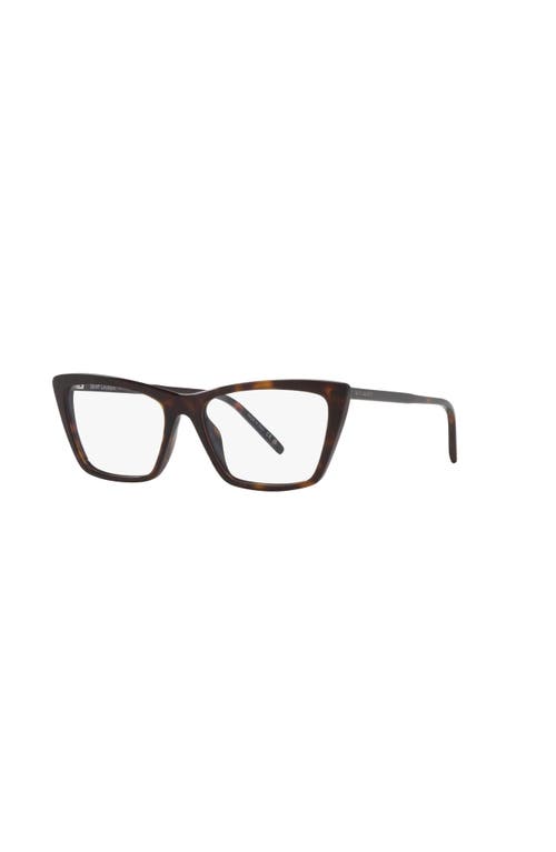 Saint Laurent 54mm Rectangle Optical Glasses In Brown