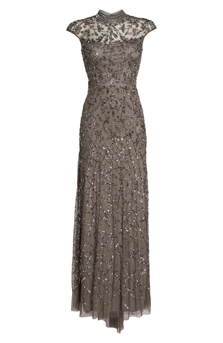 Adrianna Papell Embellished Mesh Gown, Alternate, color, 