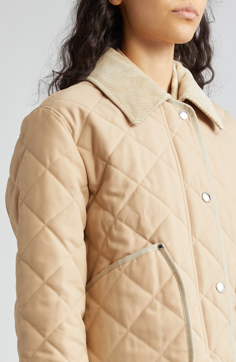 Burberry Lanford Corduroy Collar Quilted Jacket, Alternate, color, 
