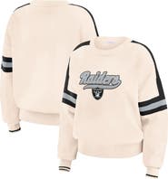 WEAR by Erin Andrews Women's WEAR by Erin Andrews  Cream Las Vegas Raiders Stripe Pullover Sweater