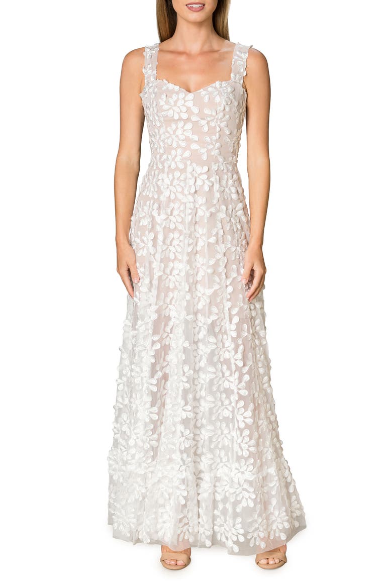 Anabel Semisheer Sweetheart Neck Gown, Alternate, color, OFF WHITE