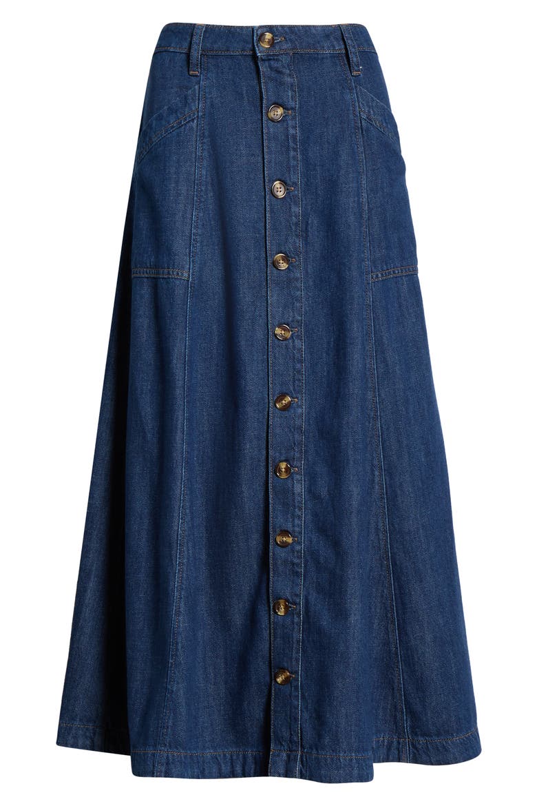 The Lila Denim Maxi Skirt, Alternate, color, MESA