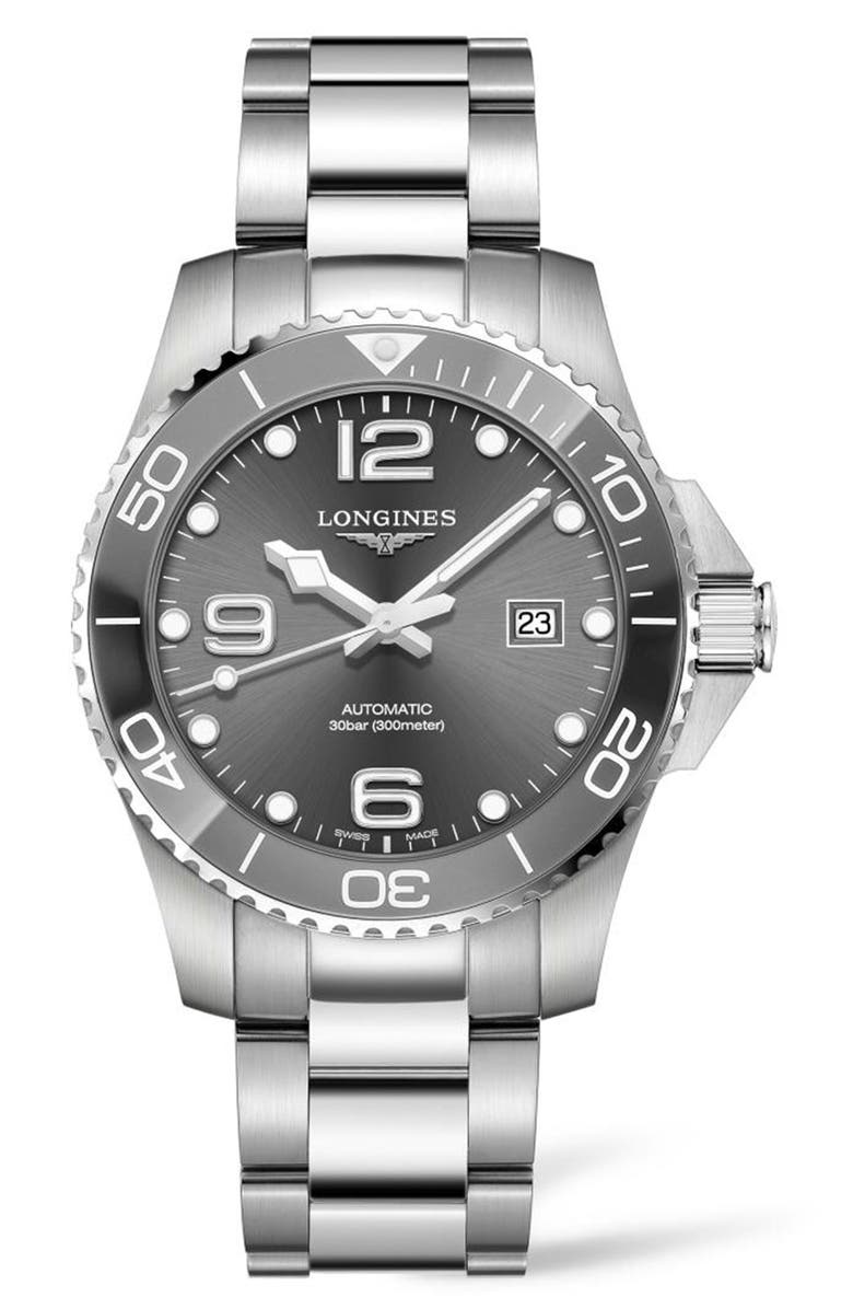 Longines HydroConquest Automatic Bracelet Watch, 43mm, Main, color, Grey