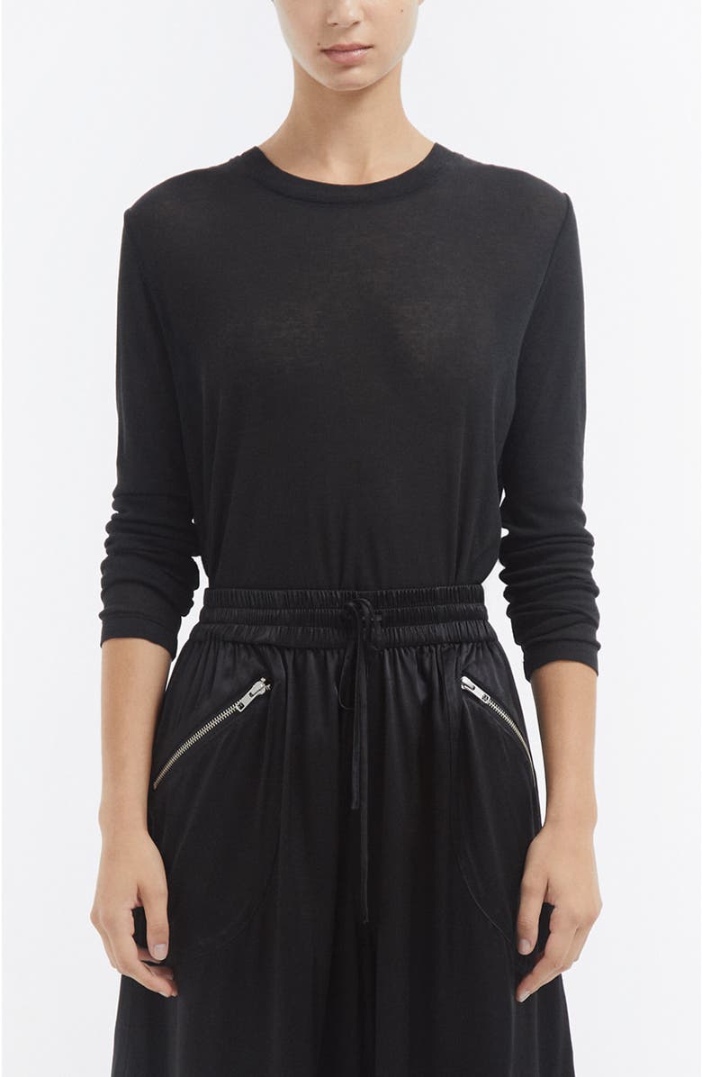 CO Crewneck Long Sleeve in Cotton Jersey, Main, color, Black