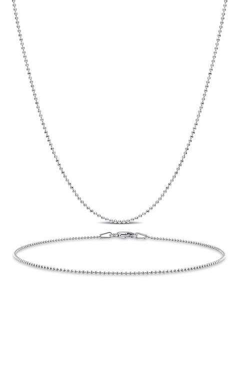 Ball Chain Necklace & Anklet Set