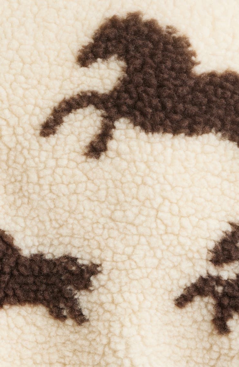 THE GREAT. The Pasture Horse Print Fleece Jacket, Alternate, color, Cream W/ Hickory