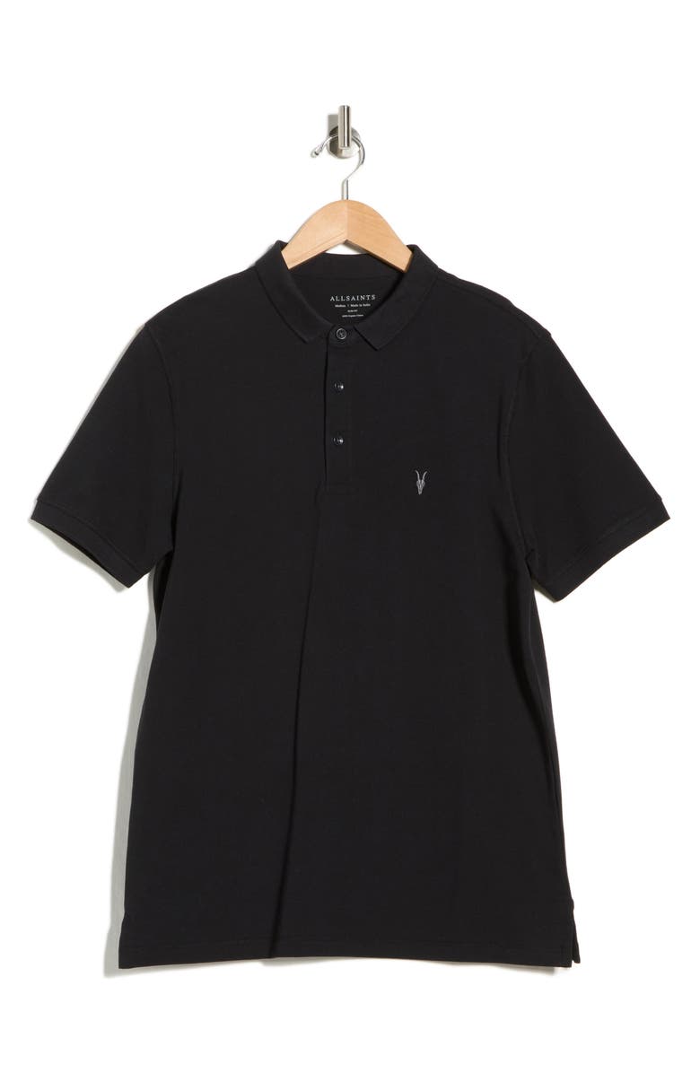 AllSaints Form Cotton Polo, Alternate, color, Jet Black