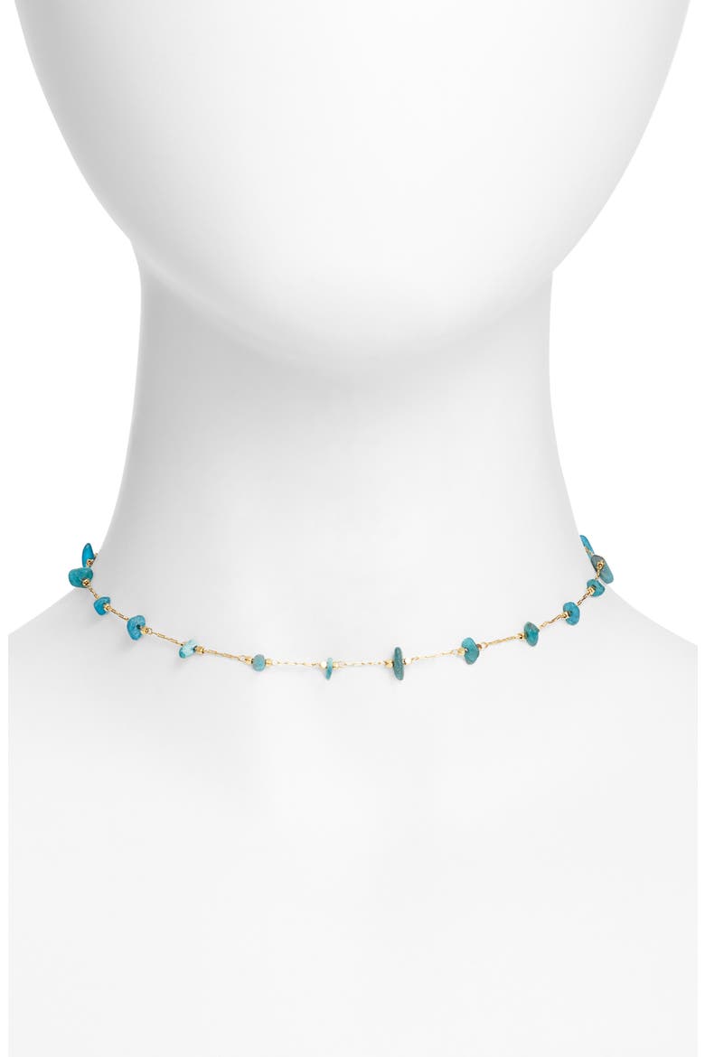 Turquoise Stone Choker, Main, color, GOLD