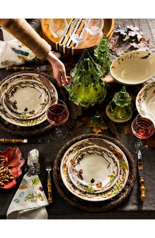 Juliska Set Of 4 Forest Walk Ceramic Party Plates In Cafe Au Lait