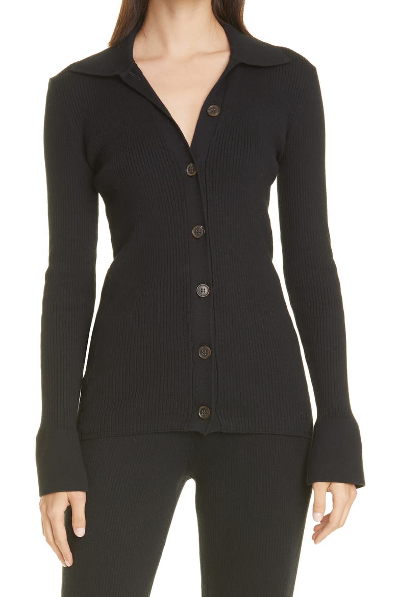 Slim Rib Cardigan, Main, color, NOIR