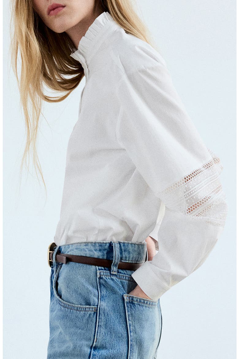 Embroidered Poplin Shirt, Alternate, color, WHITE