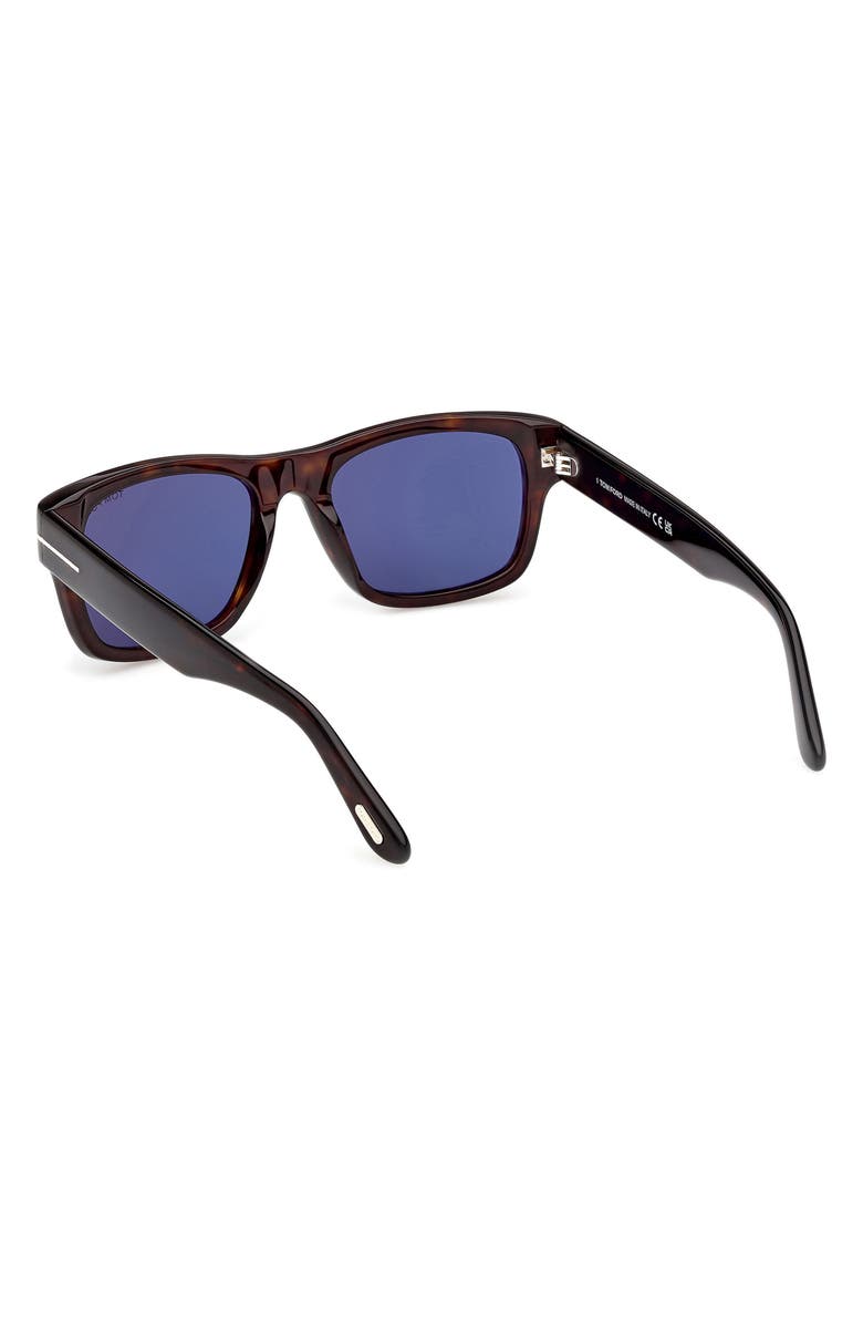 TOM FORD Smith-02 55mm Rectangular Sunglasses, Alternate, color, Classic Havana / Blue Lens