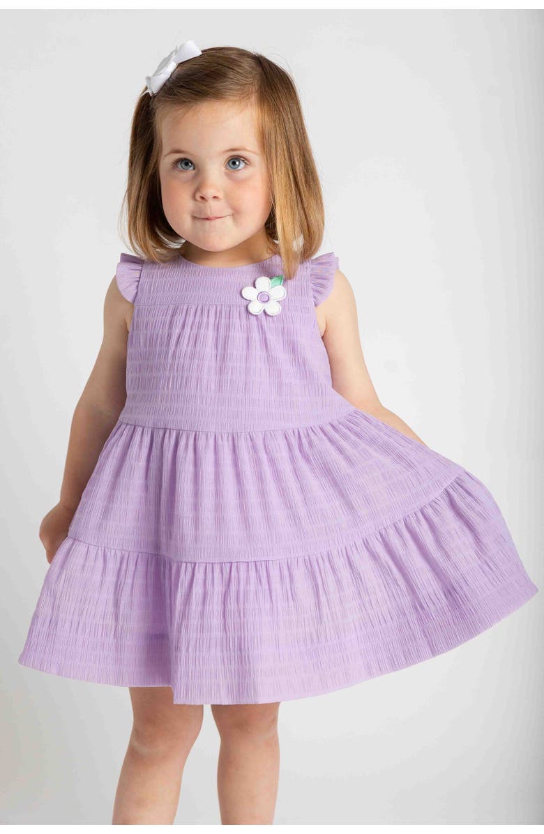 Florence Eiseman Crinkle Lawn Dress With Flower, Alternate, color, Light Purple
