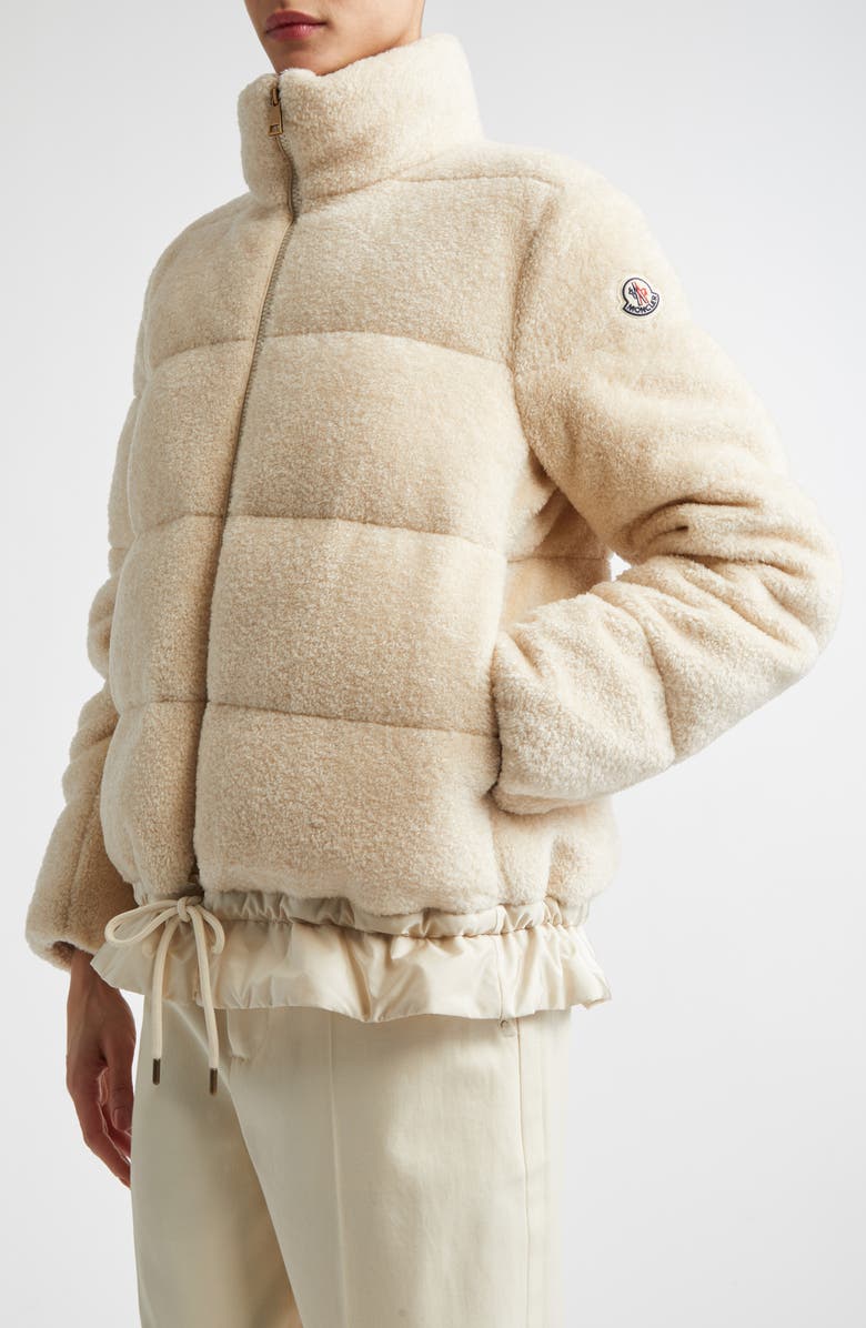 Moncler Cedre Teddy Down Jacket, Alternate, color, Beige