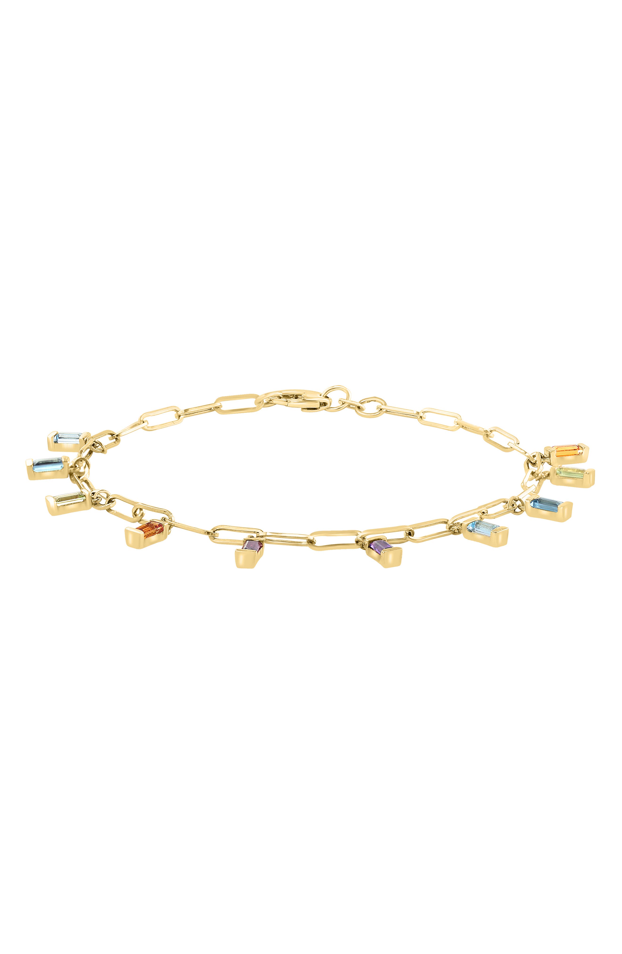 EFFY 14K Yellow Gold Baguette Semiprecious Stone Charm Bracelet (Women ...